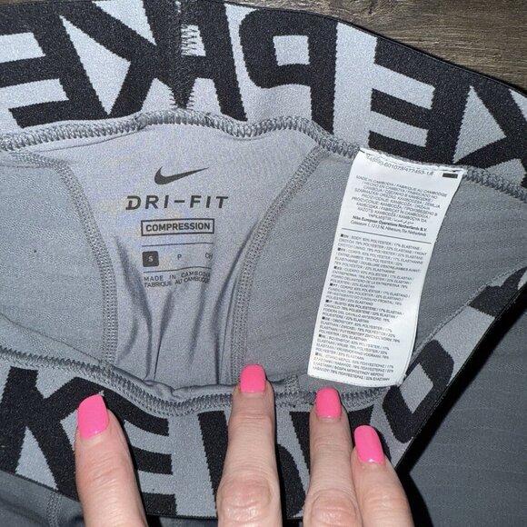 NIKE PRO COMBAT DRI FIT COMPRESSION LONG UNDERWEAR PANTS MENS SMALL LIGHT GRAY - Picture 5 of 5